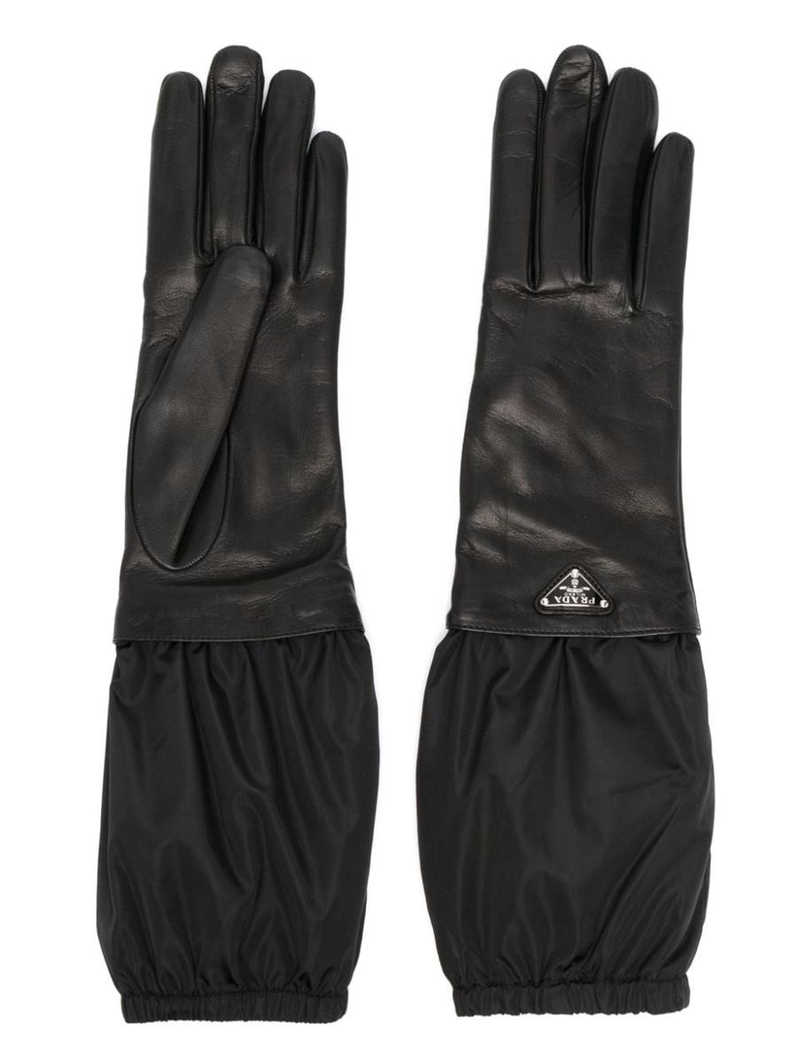 PRADA TRIANGLE-LOGO LEATER GLOVES - 1