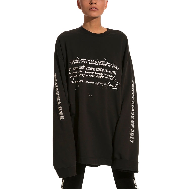(WMNS) PUMA X Rihanna Fenty Long Sleeve Crew Neck 'Black' 575871-01 - 4
