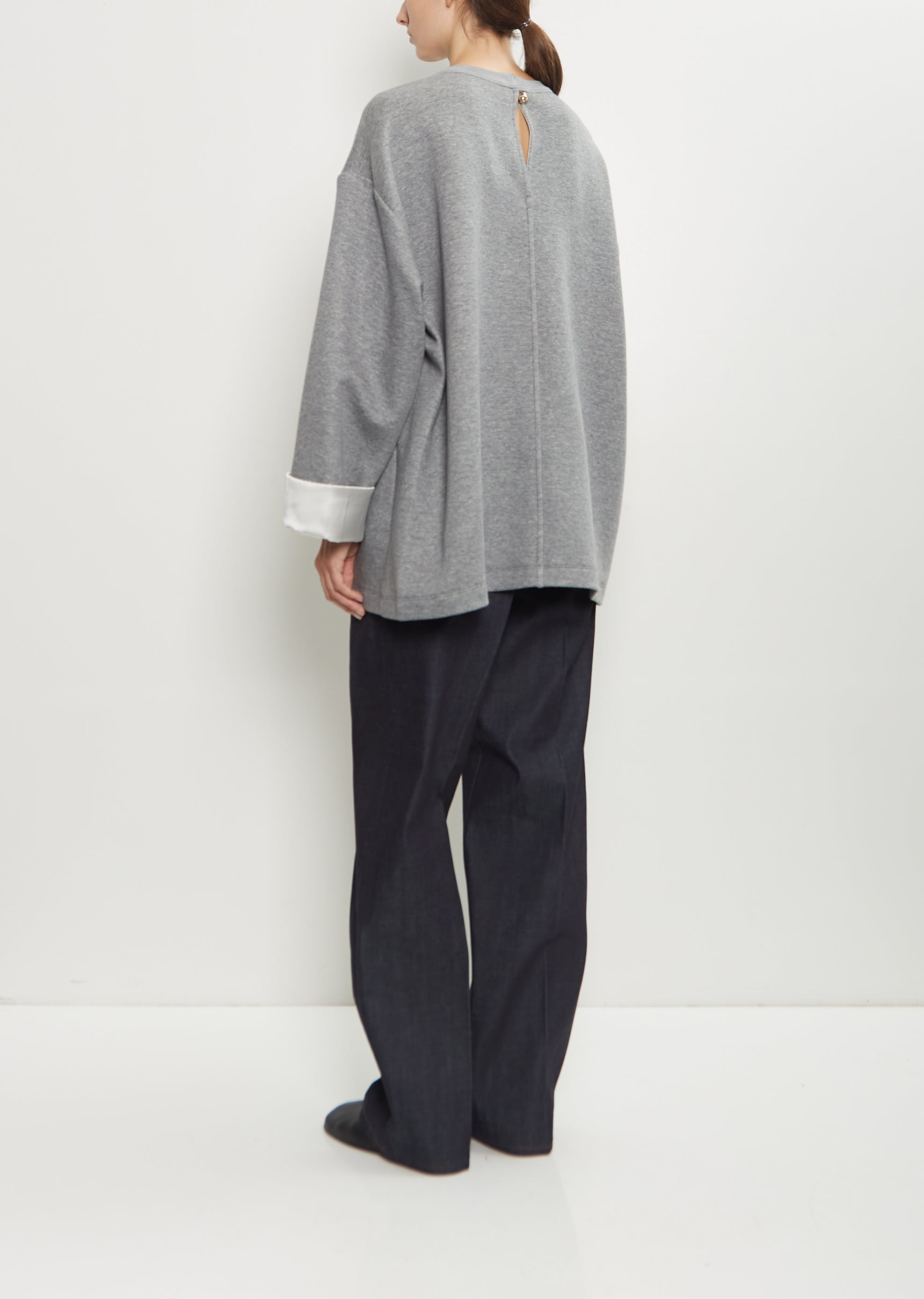 Stretch Cotton Silk Cuff Sweatshirt - 3