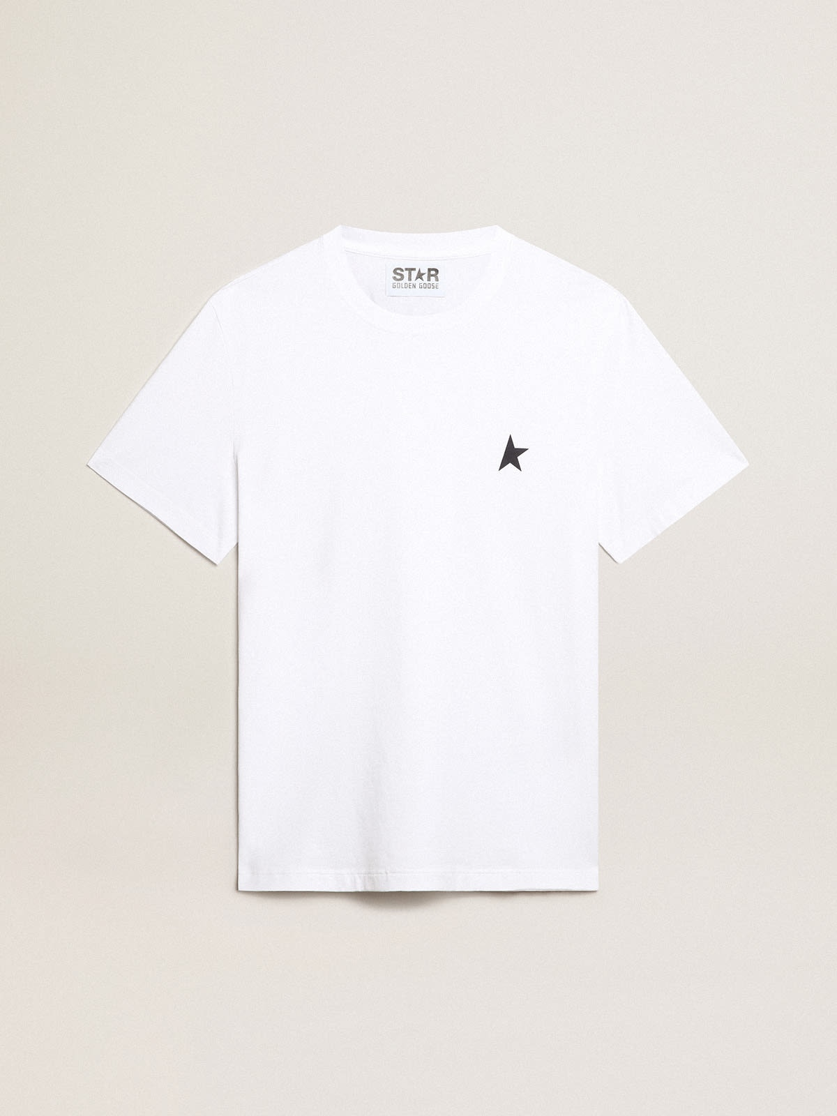 Women’s white T-shirt with dark blue star on the front - 1