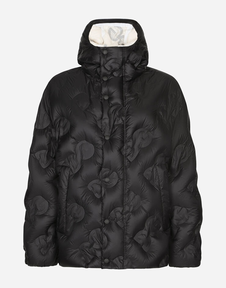 Hooded quilted nylon jacket with DG logo - 3