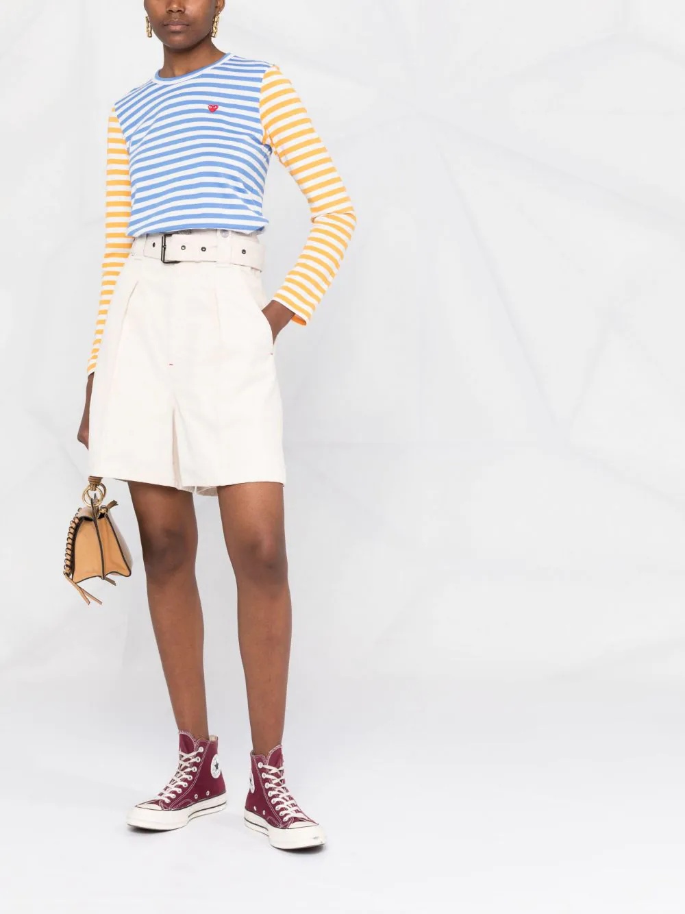 logo-patch striped T-shirt - 2