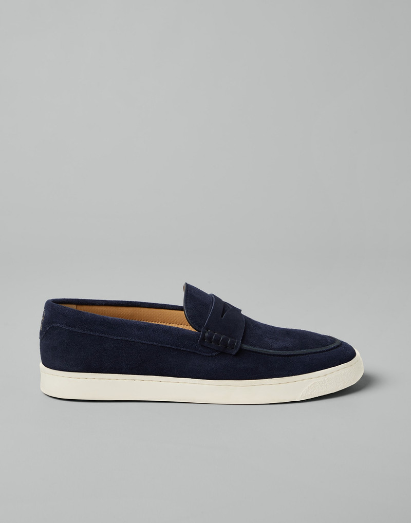 Suede loafer sneakers with natural rubber sole 5