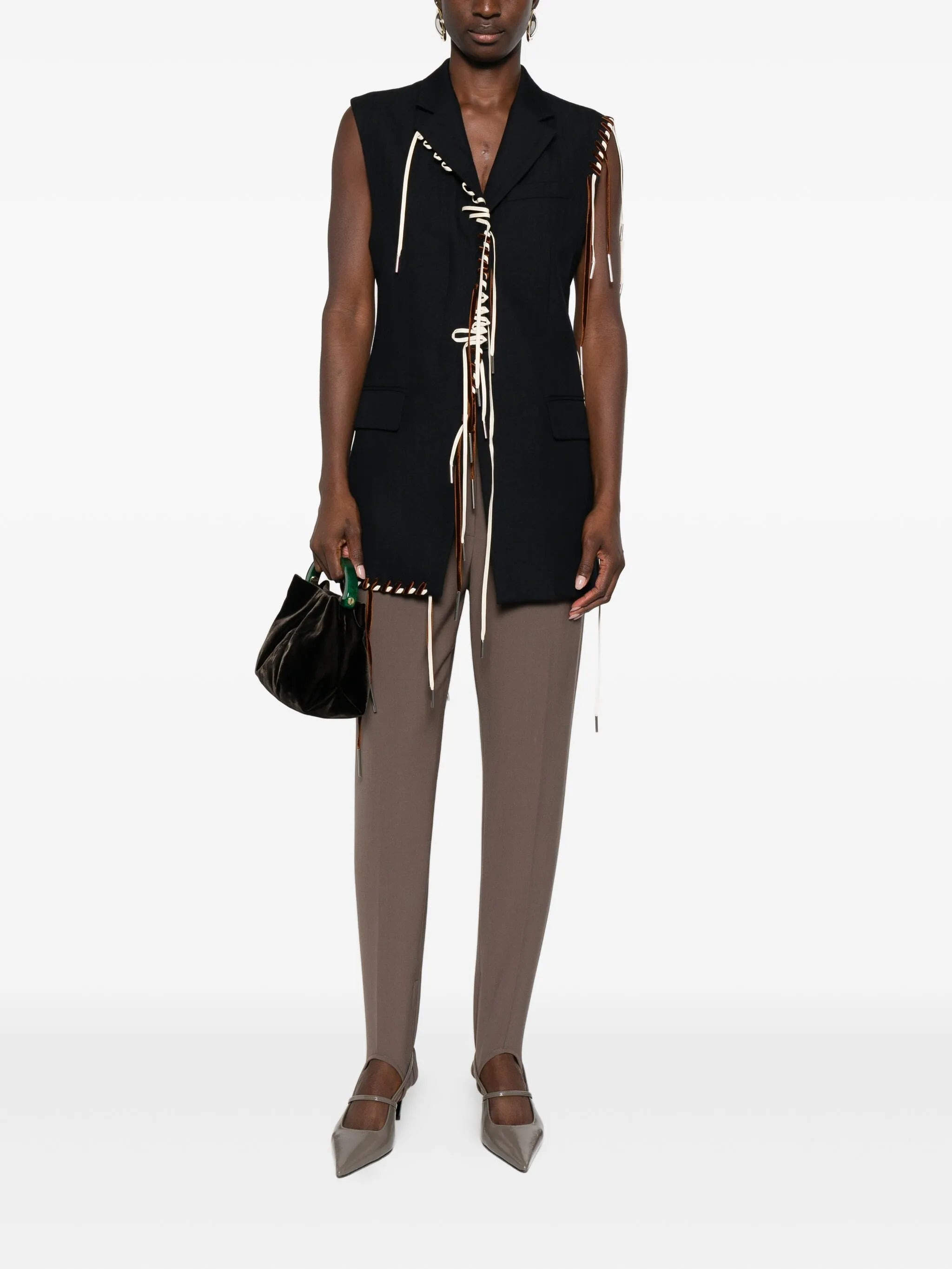 Dries Van Noten Lace-up Sleeveless Blazer - 4