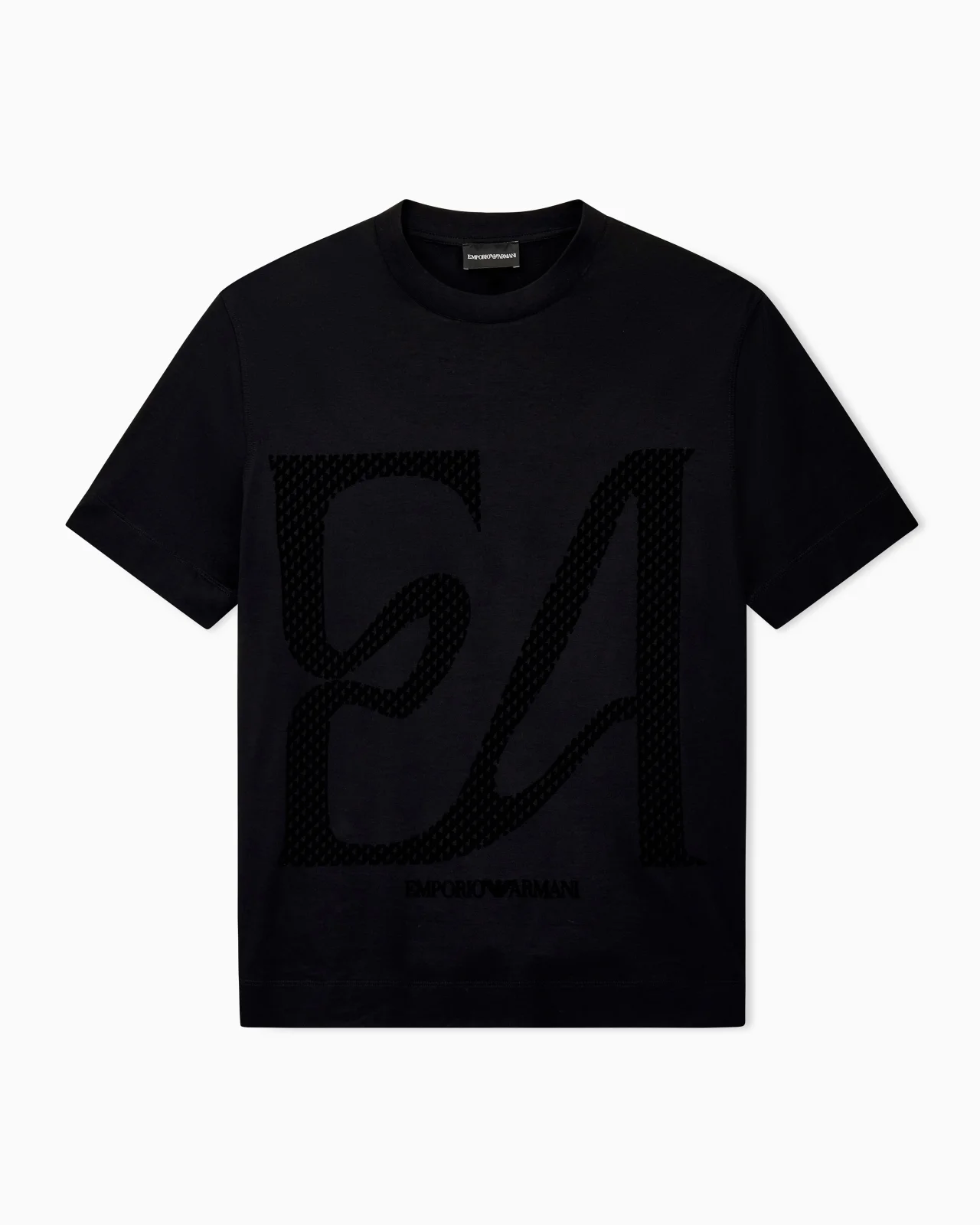 T-SHIRT IN MIXED LYOCELL JERSEY WITH MAXI FLOCK LOGO - 1