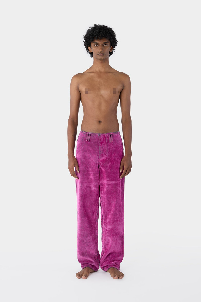 STRAIGHT PANTS / flocked denim / fuchsia 1