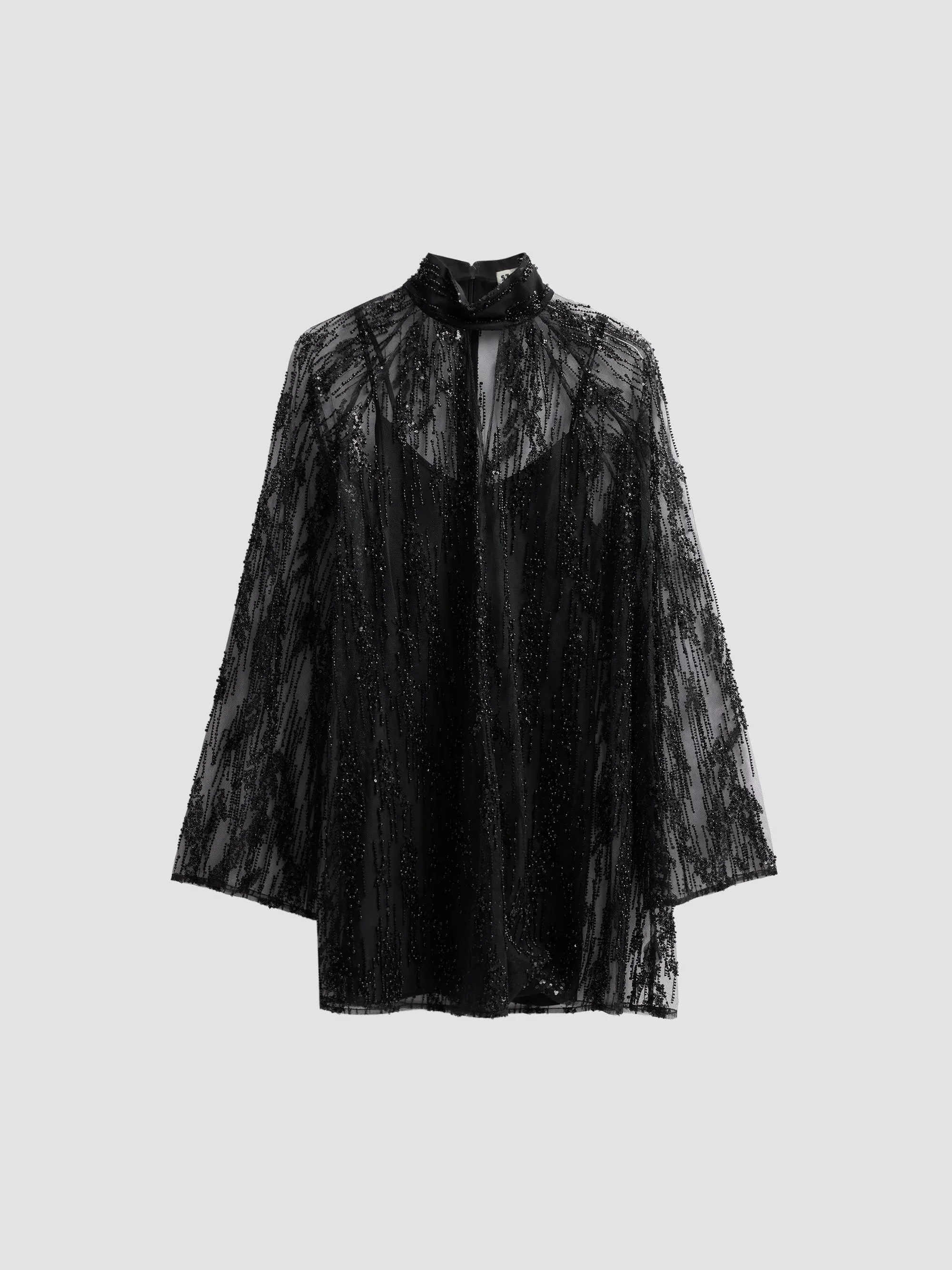 Women's Esther Sequined Overlay Mini Dress - Black - 1