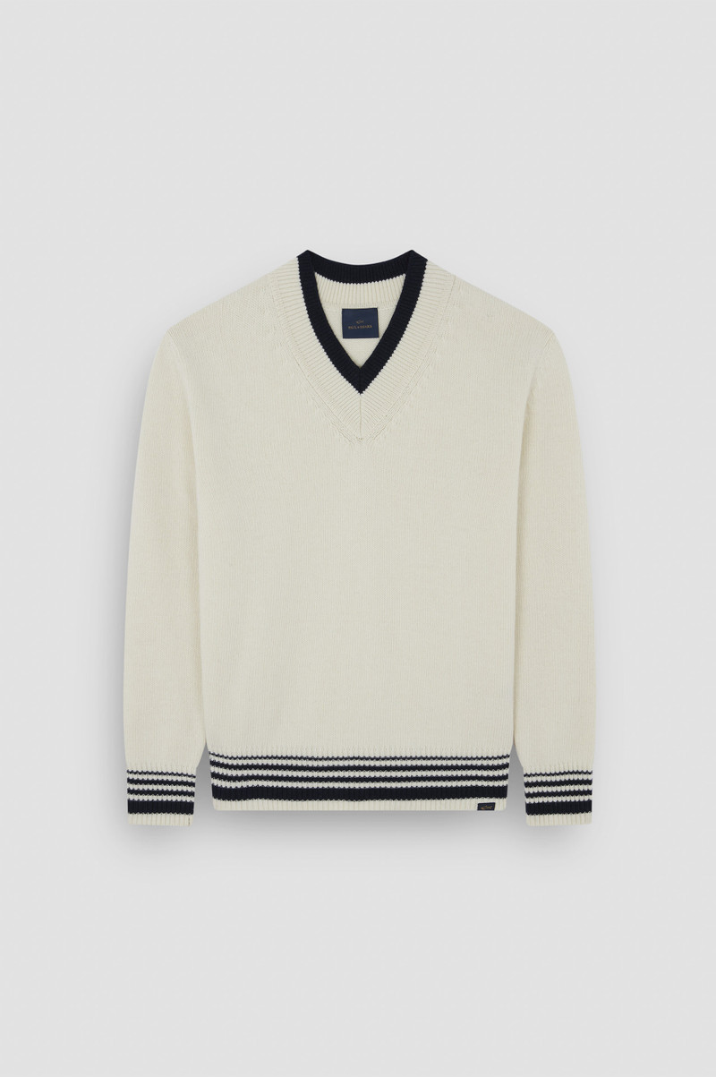 SWEATER IN RE-WOOL WITH V-NECK 1