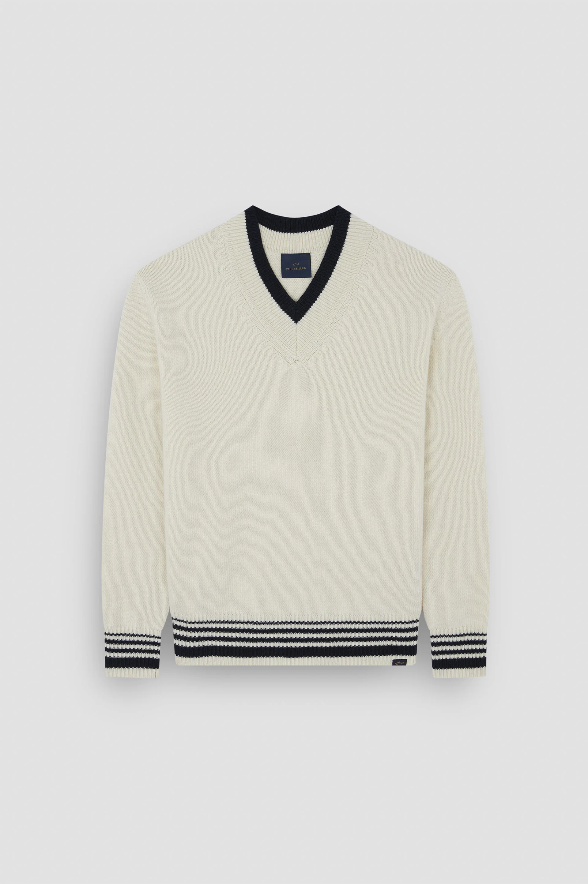 SWEATER IN RE-WOOL WITH V-NECK - 1