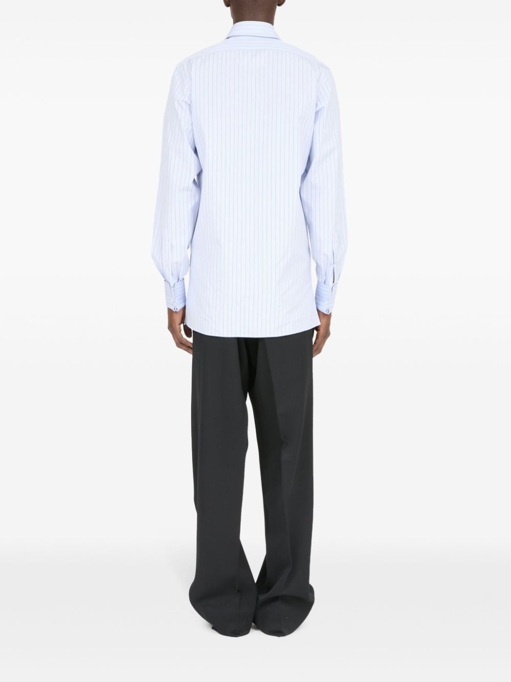 【関税&送料込】Maison Margiela Inverted Striped Dress-Shirt Maison Margiela Yoke Striped Shirt | Black | FARFETCH