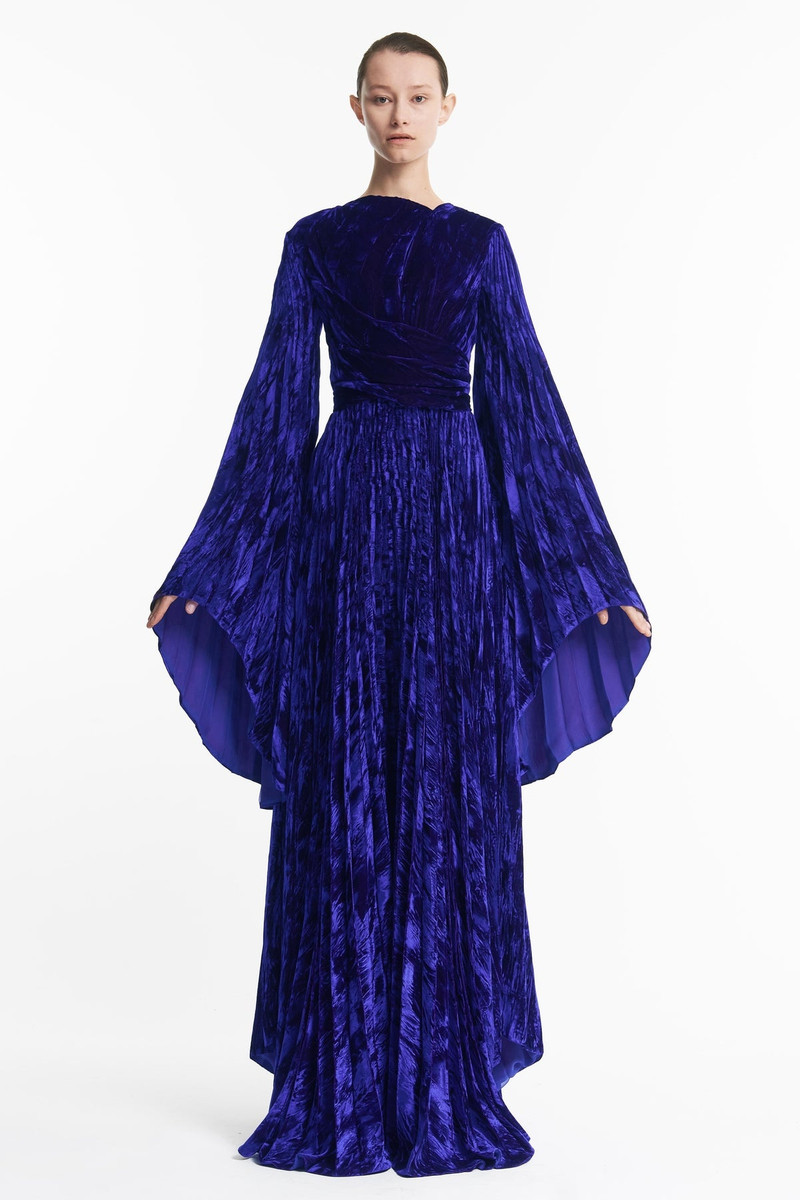 DRESS WITH PLEATED BOTTOM AND SLEEVES PURPLE 1