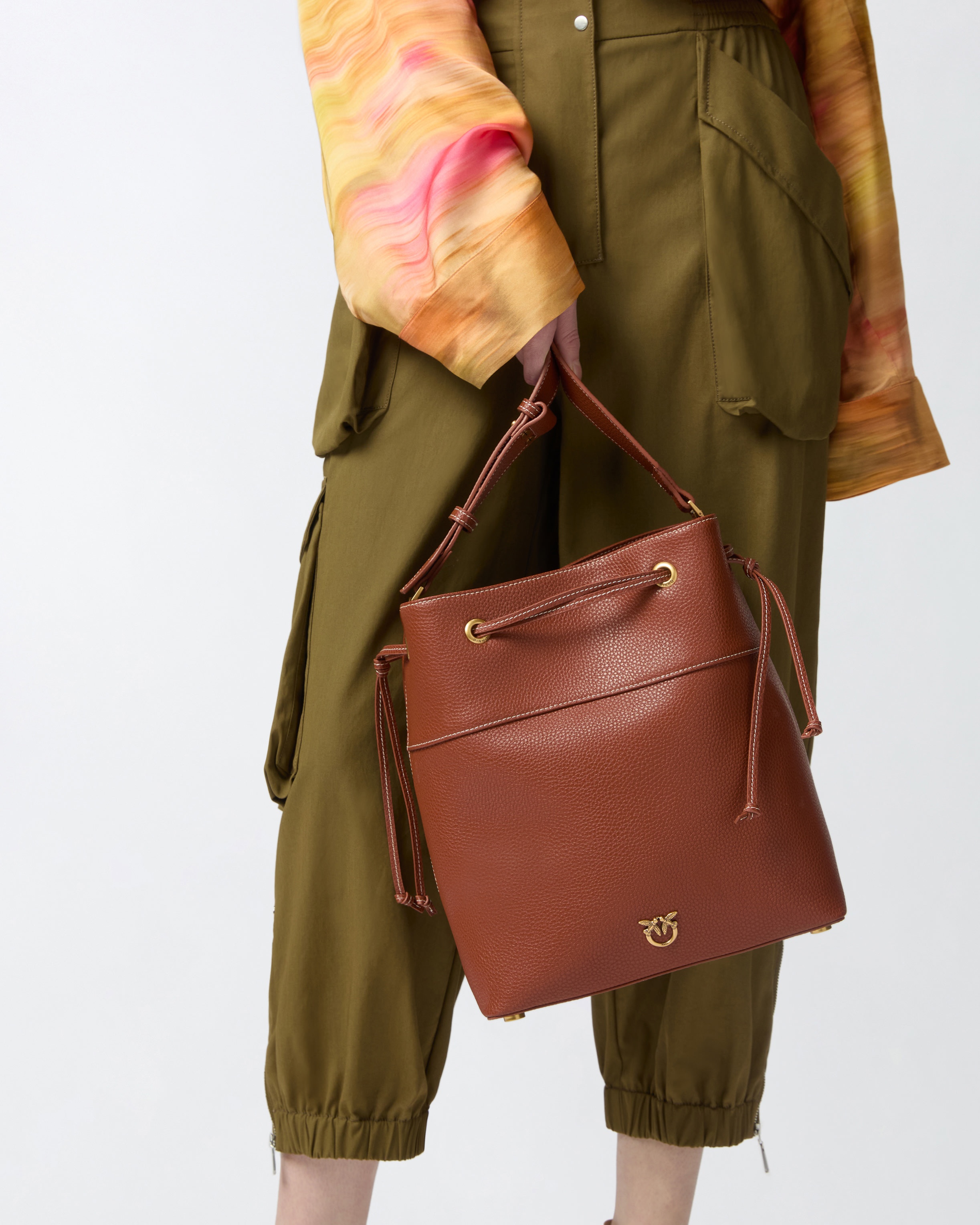 LEATHER BUCKET BAG WITH SHOULDER STRAP - 6