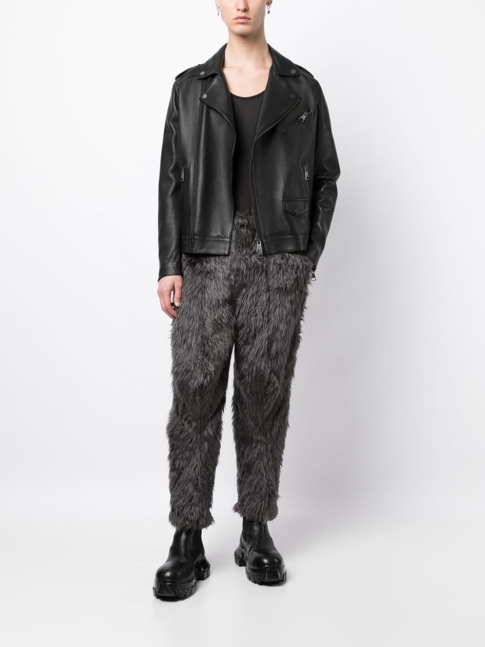 faux-fur slim-cut trousers - 2