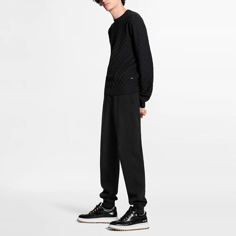 Men's LOUIS VUITTON FW21 Solid Color Casual Round Neck Long Sleeves Knit Black 1A7XCG - 4