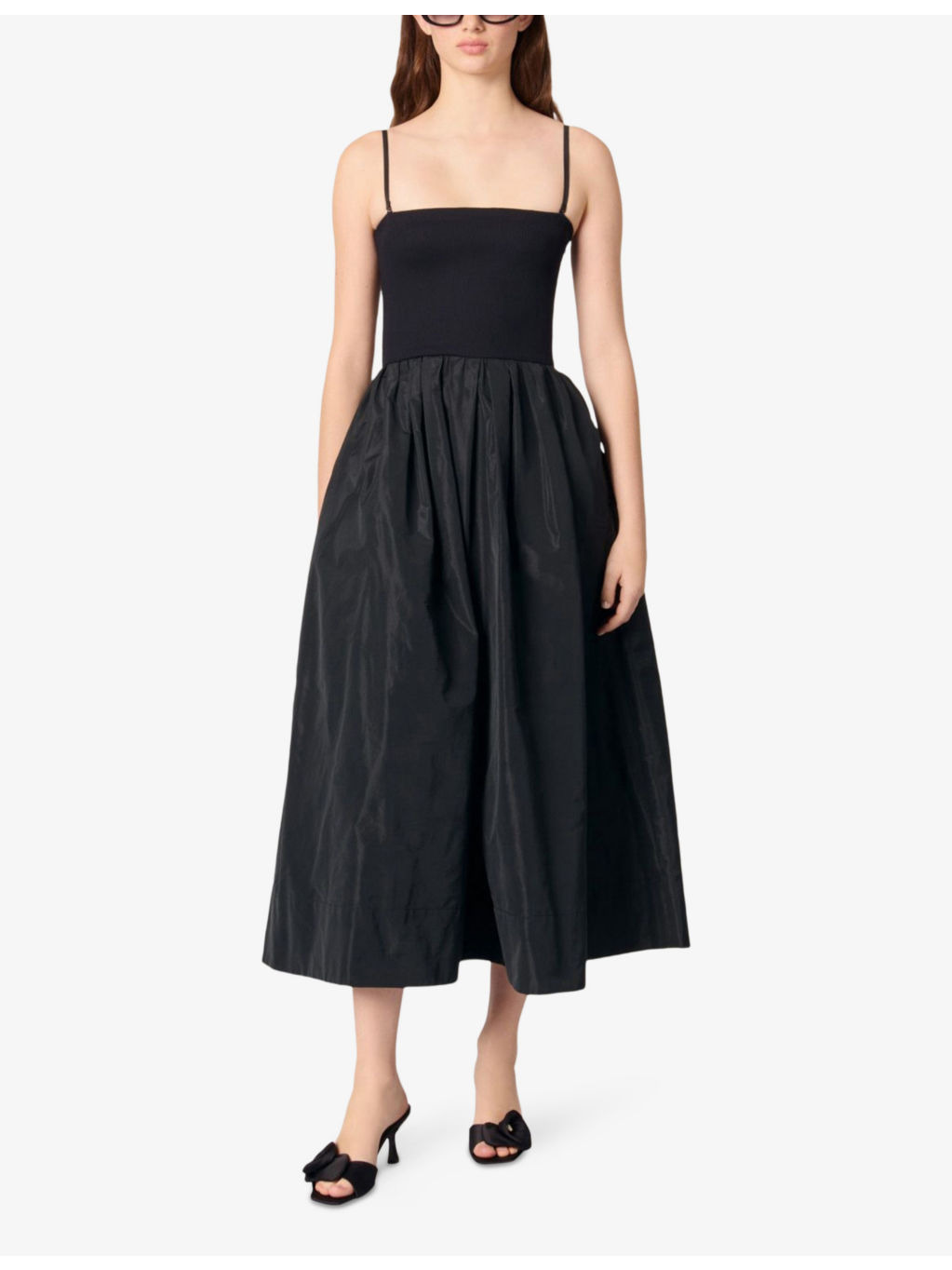 Strapless Mesh and Taffeta Midi Dress - 2