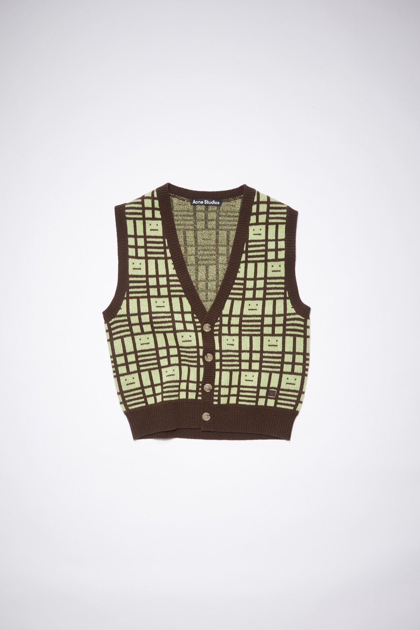 Sleeveless cardigan - Pale green/cacao brown - 5