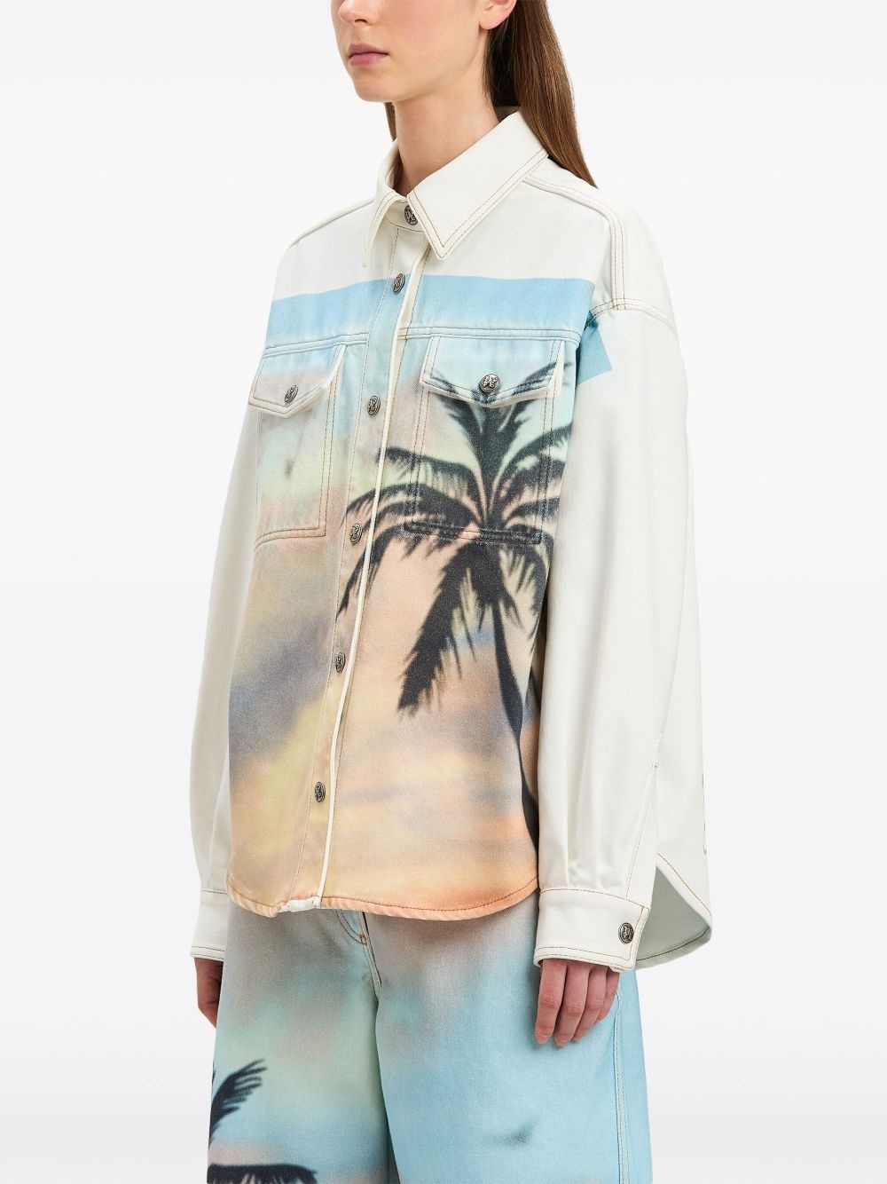 Sunrise Palm denim overshirt - 4