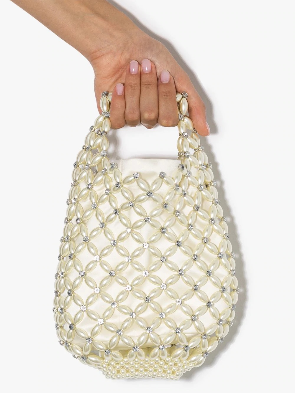 faux-pearl crystal embellished handbag - 4