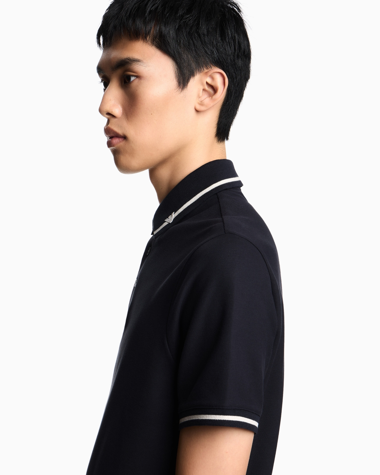 PIQUÉ POLO SHIRT WITH MICRO EAGLE EMBROIDERY AND TRIM - 5