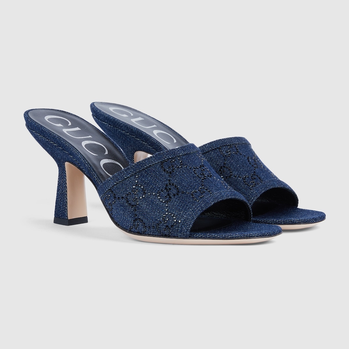 靴 Vintage Gucci Denim Heel Sandals Gucci GG Denim Open Toe Heel Slide Logo Sandals, 36 | eBay