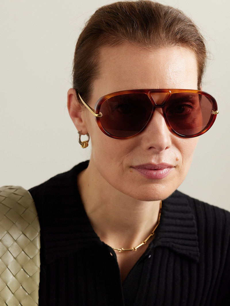 Bottega Veneta Drop oversized aviator-style tortoiseshell recycled-acetate and gold-tone sunglasses Tortoiseshell outlook