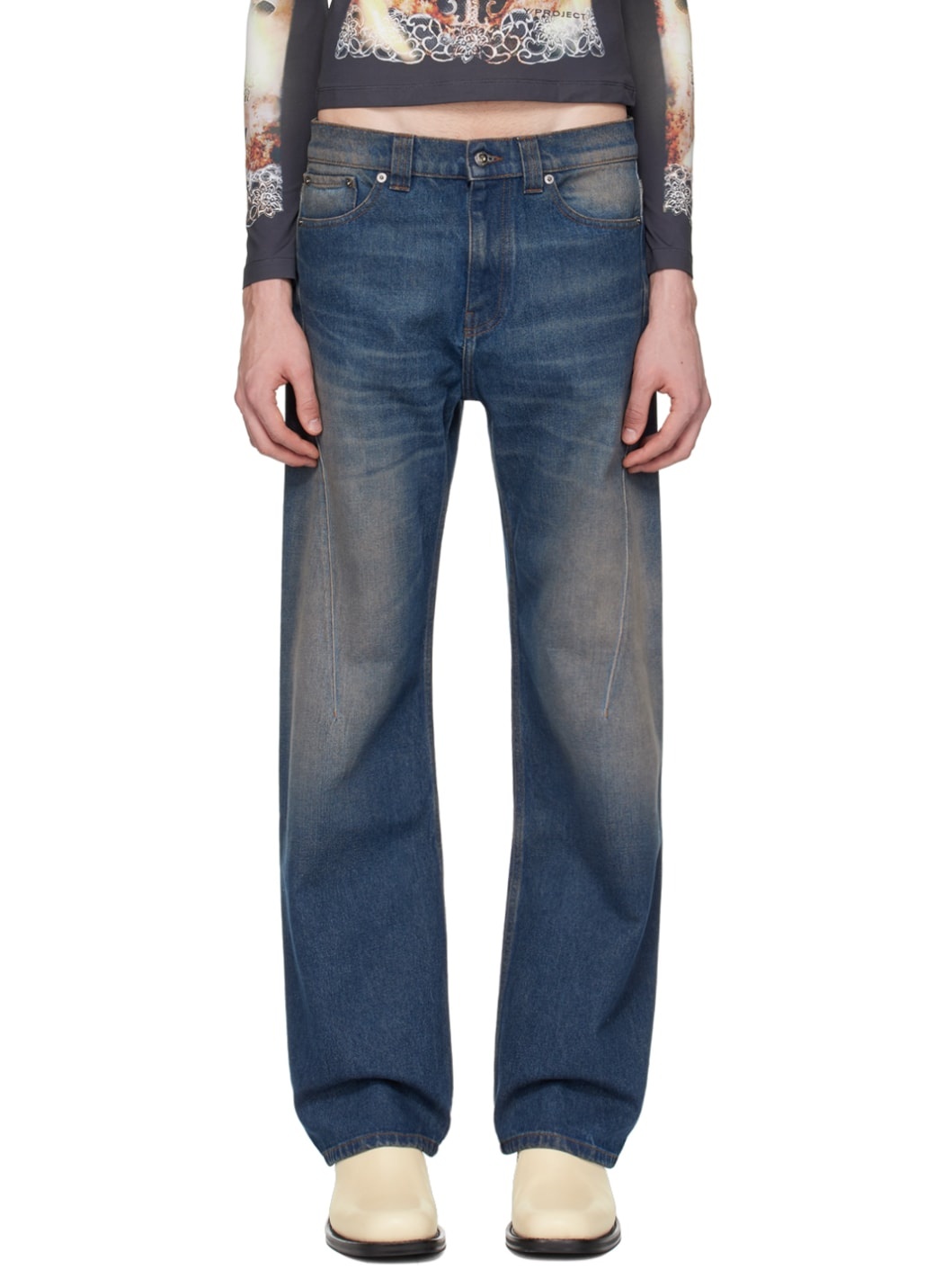SSENSE Exclusive Indigo 'Paris' Best' Jeans - 1