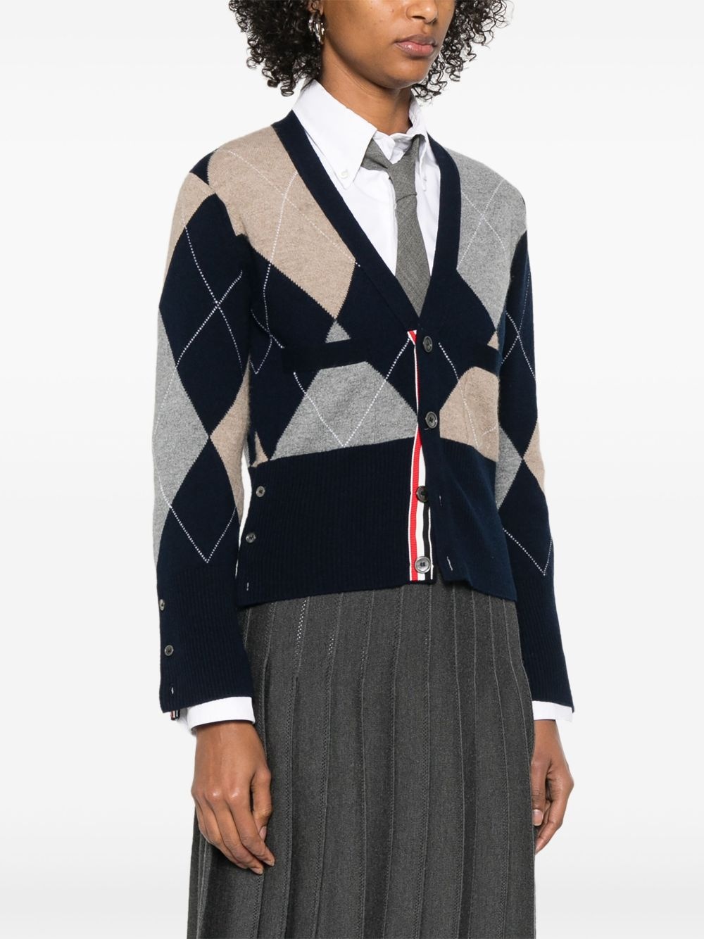 argyle intarsia cashmere cardigan - 3