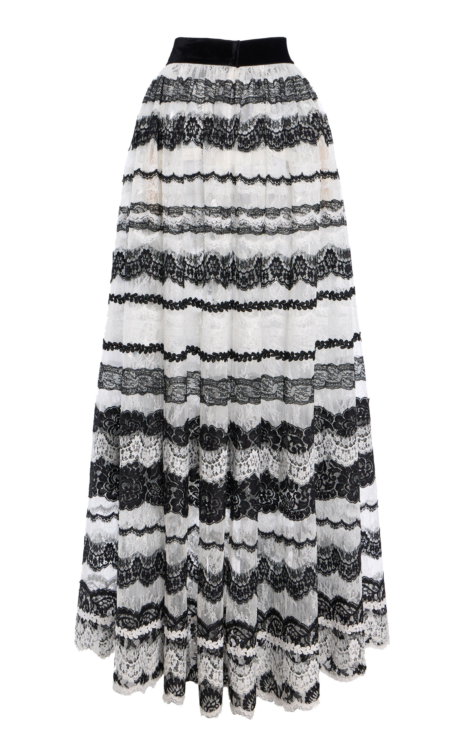 Lace-Detailed Maxi Skirt black/white - 6