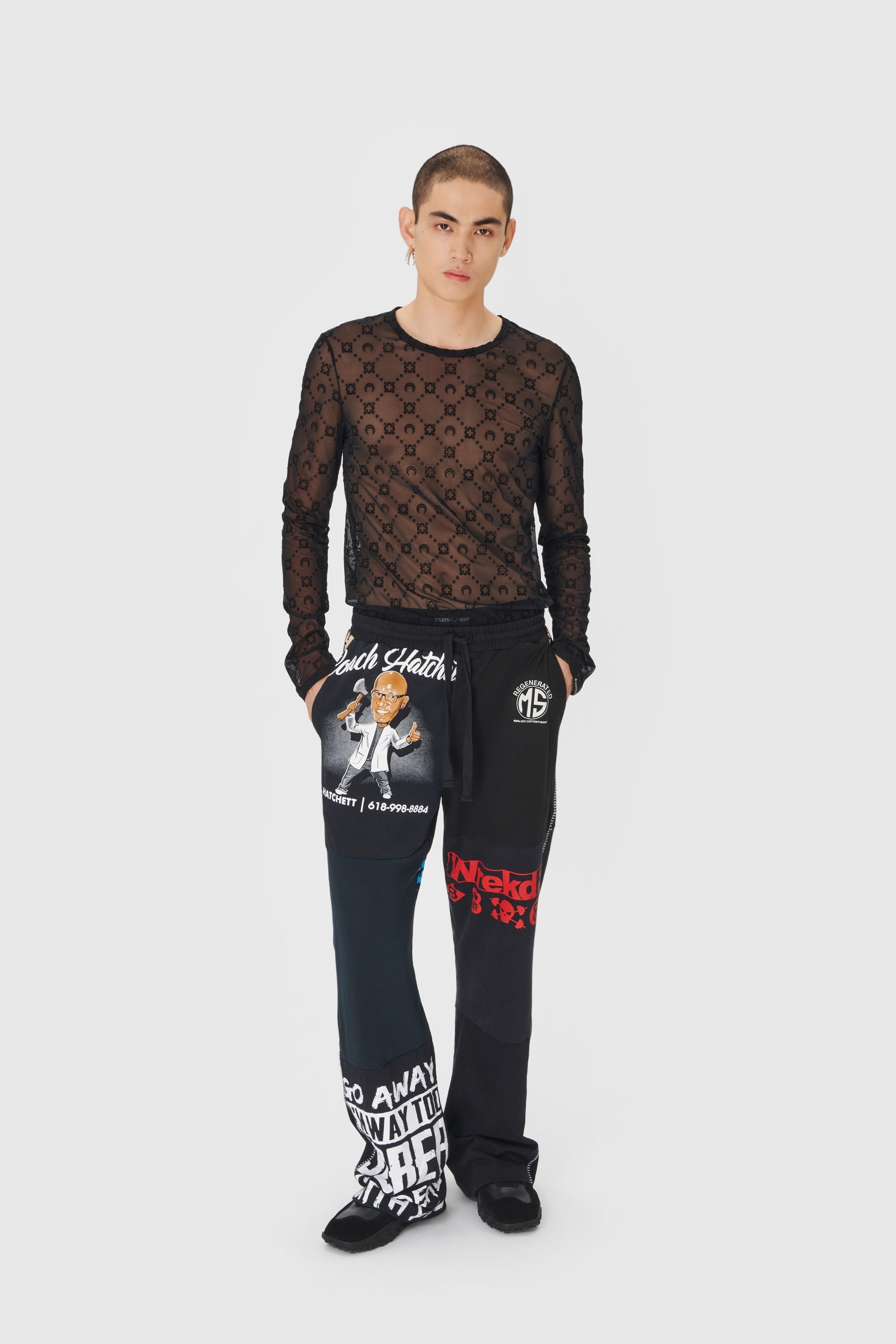 Moonogram Flocked Mesh Long Sleeves - 2
