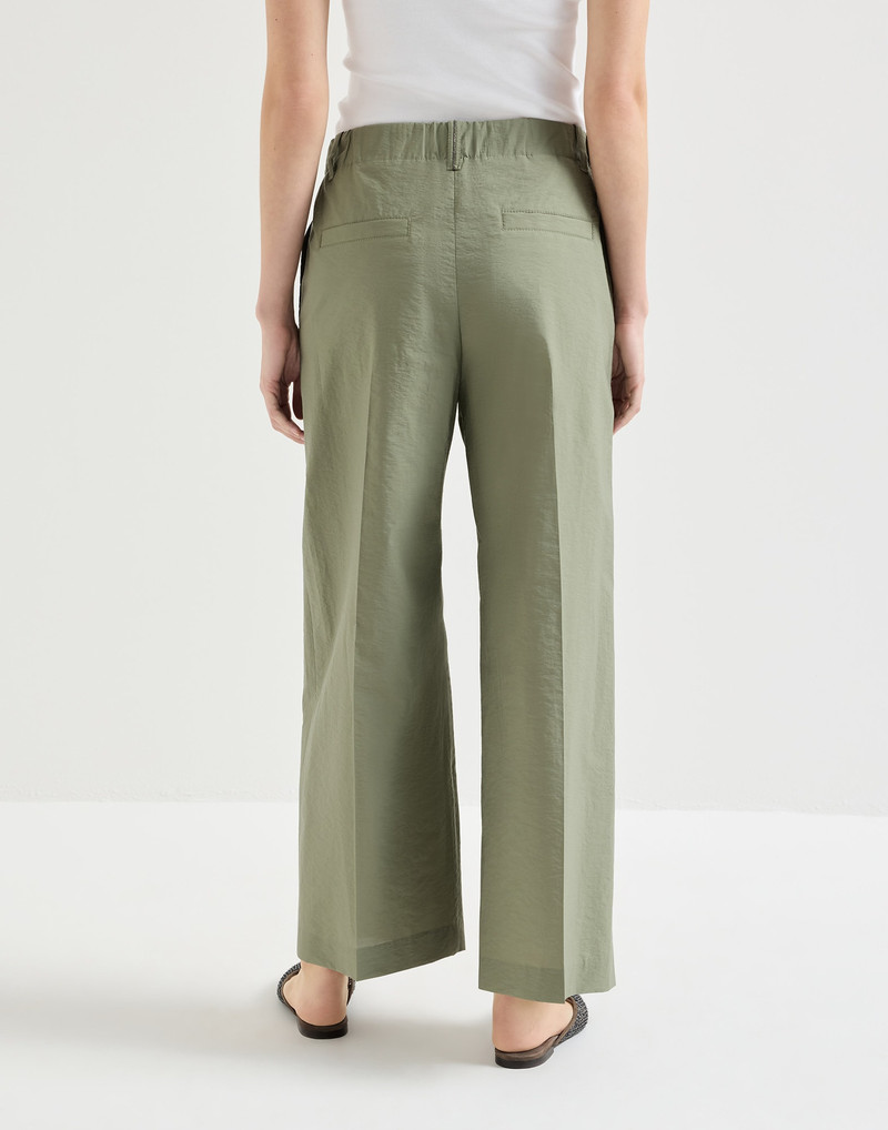 Techno cotton poplin A-line trousers with monili 3