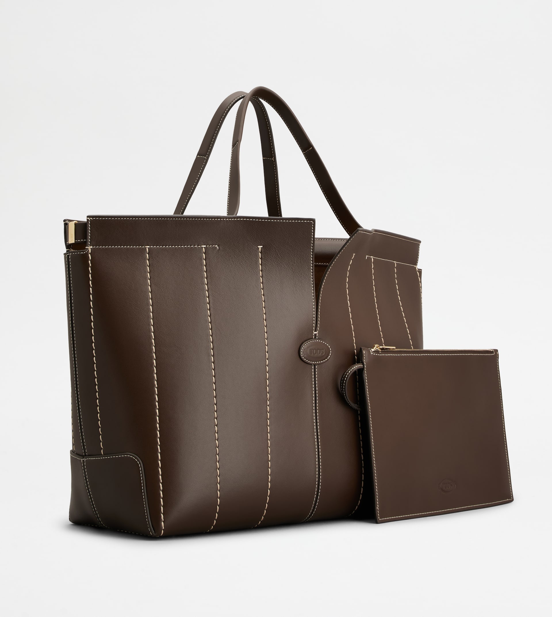 TOD'S DI BAG FOLIO IN LEATHER MEDIUM - BROWN - 3