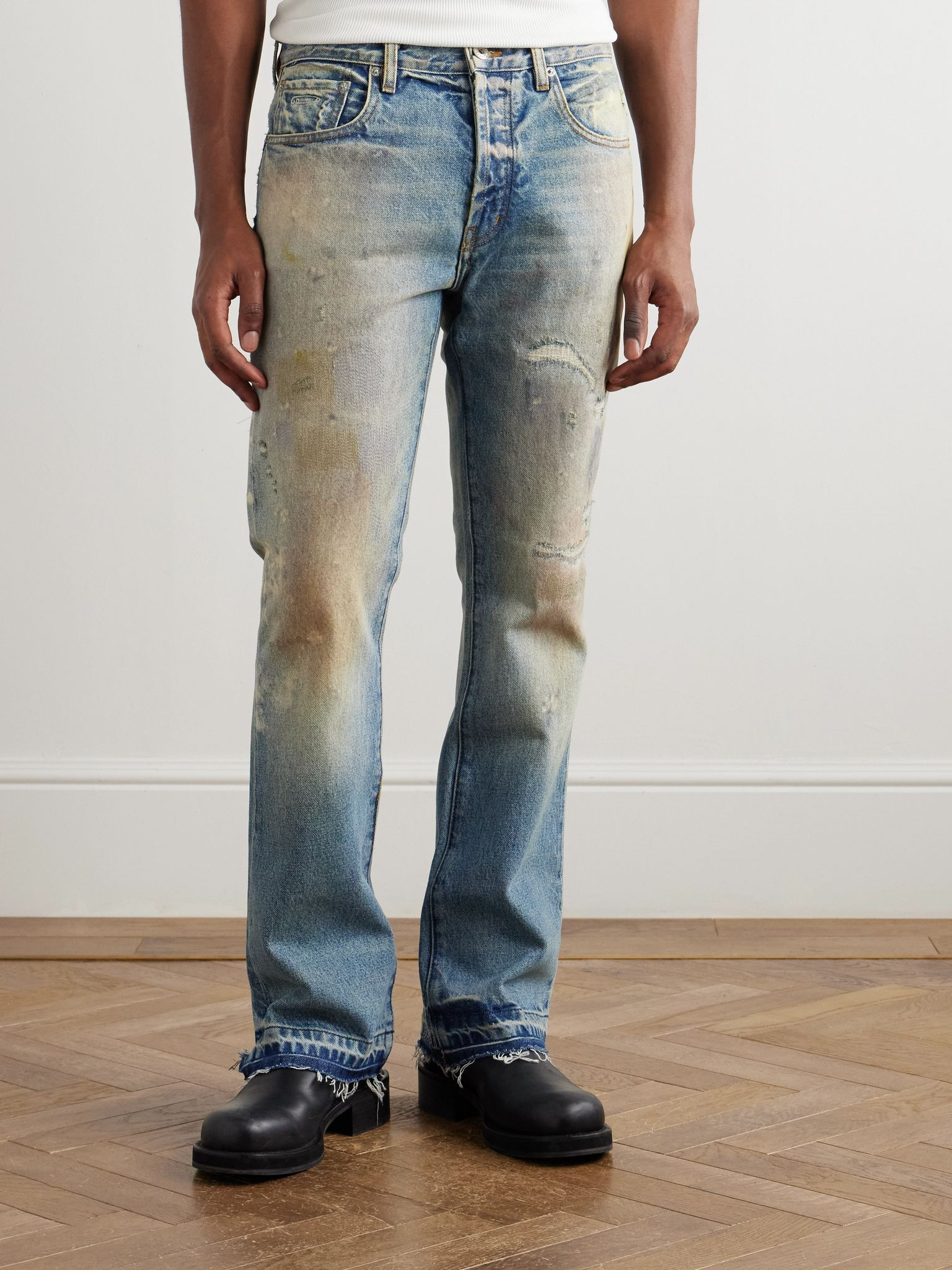 Greased 646 Straight-Leg Distressed Jeans Light denim - 3