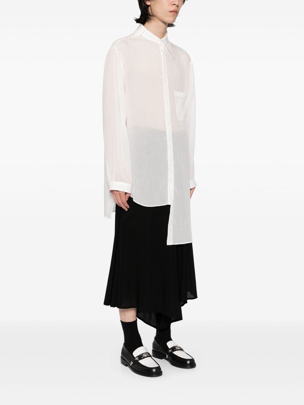 cellulose loan unbalanced collar shirt - 3
