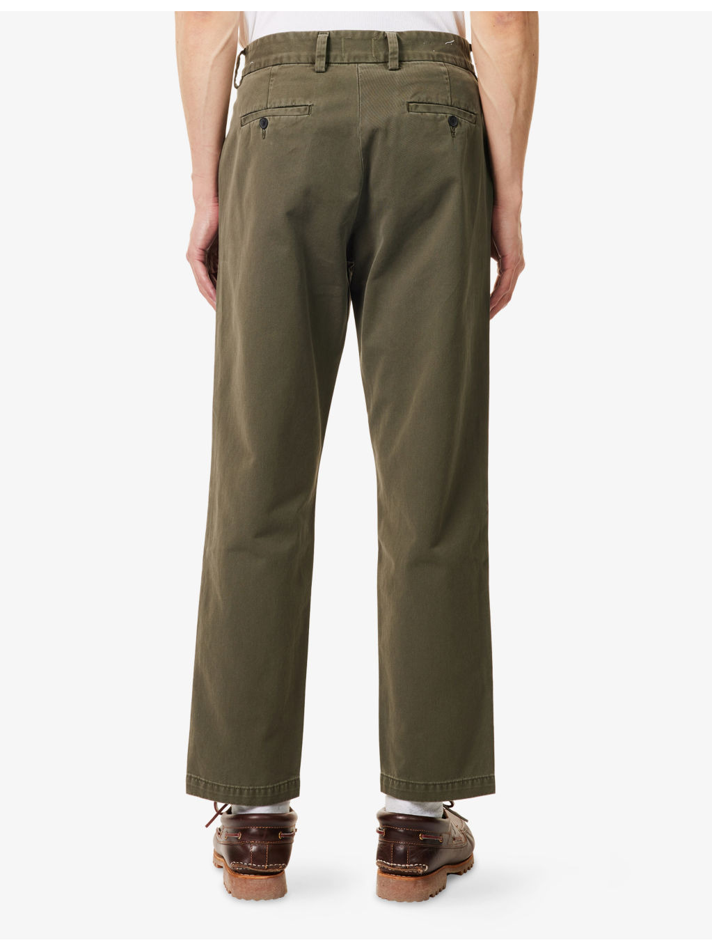 Flat Front Chino Tapered-Leg Cotton Trousers - 4