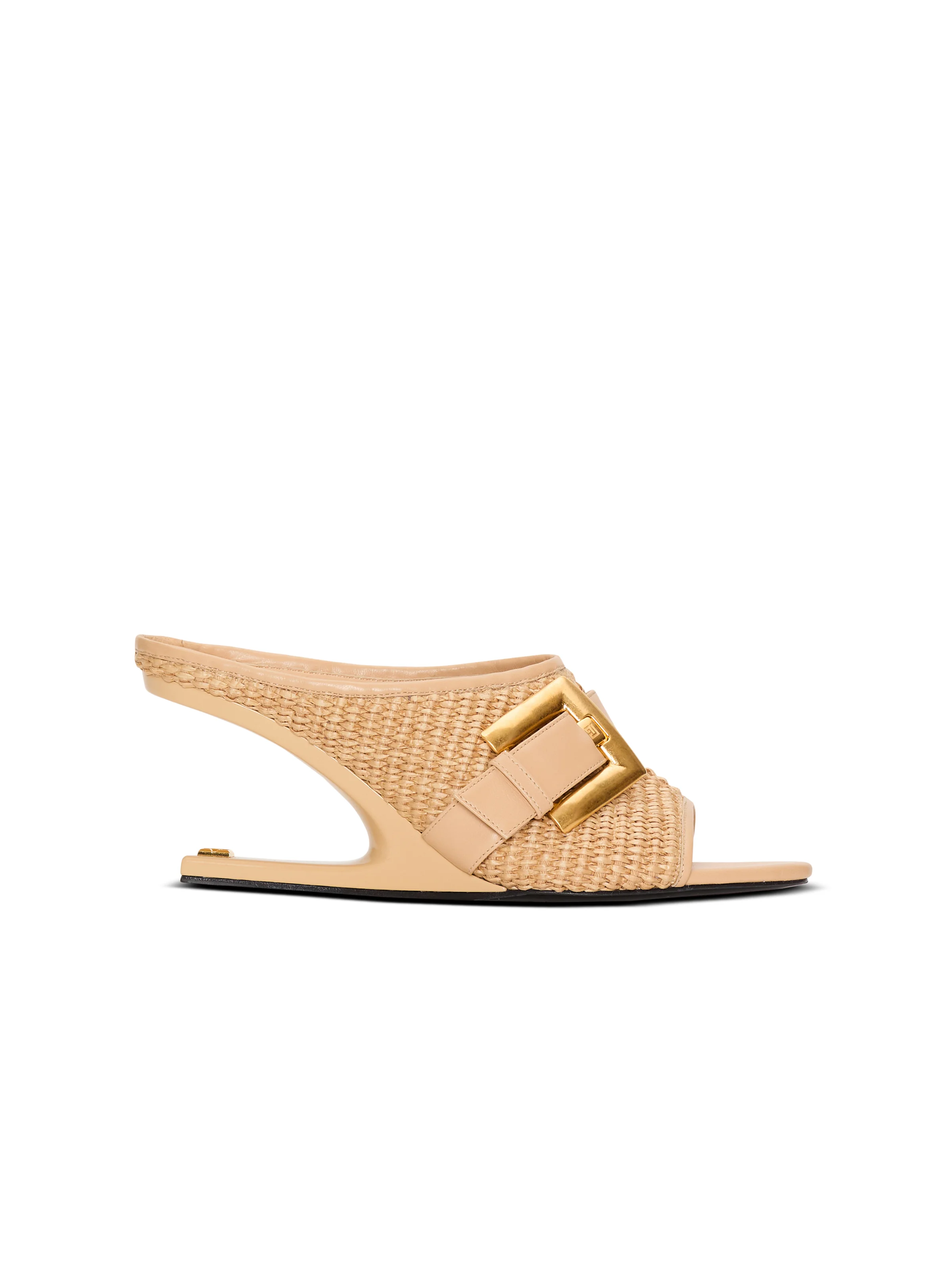 Anthem No Wedge mules in smooth leather and raffia - 1