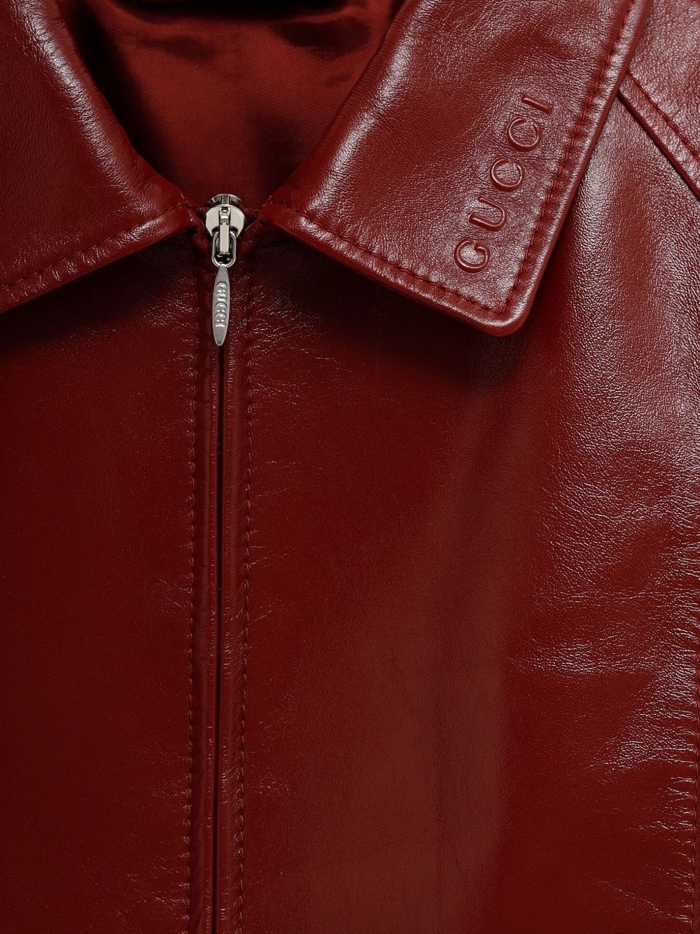 rear elasticated leather jacket - 3