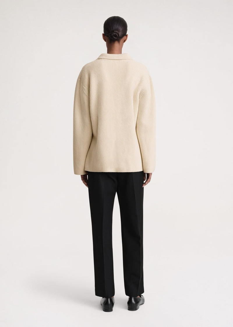 Ribbed polo knit macadamia 4