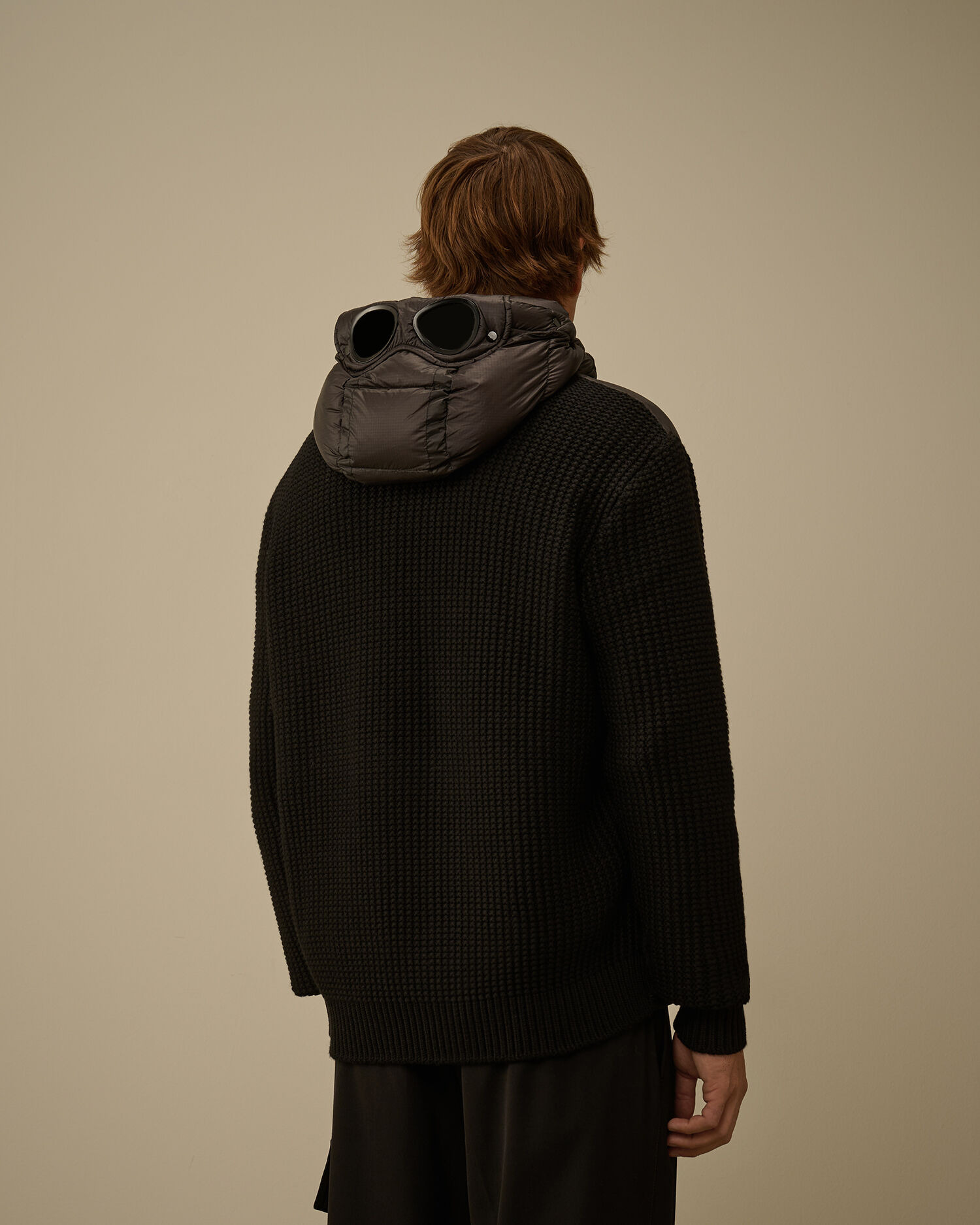 Extrafine Merino Wool Mixed Full Zip Goggle Sweater - 4