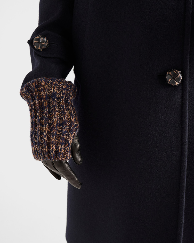 Nappa leather and mélange knit gloves 4