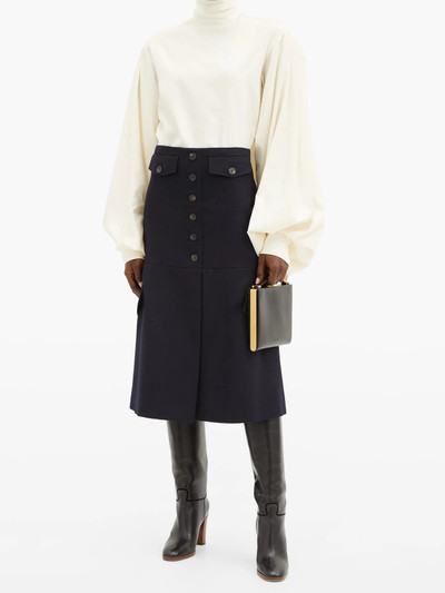 Victoria Beckham High-rise wool-twill midi skirt outlook