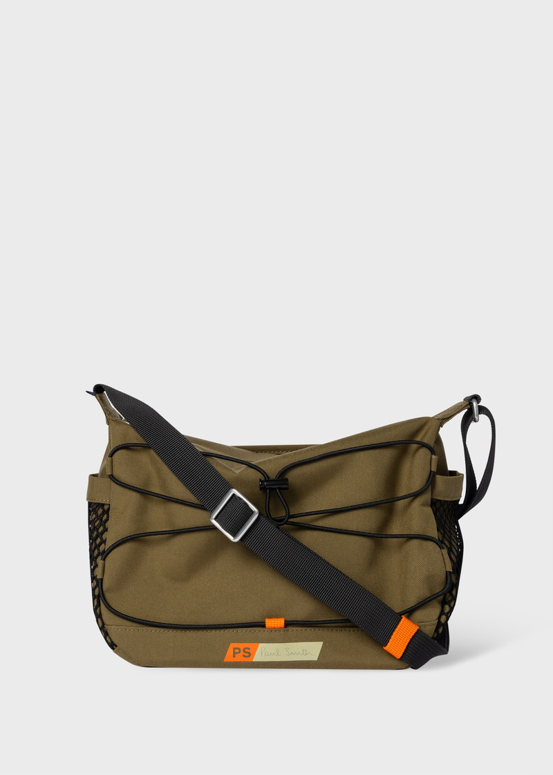 Khaki Nylon Utility Messenger Bag 1
