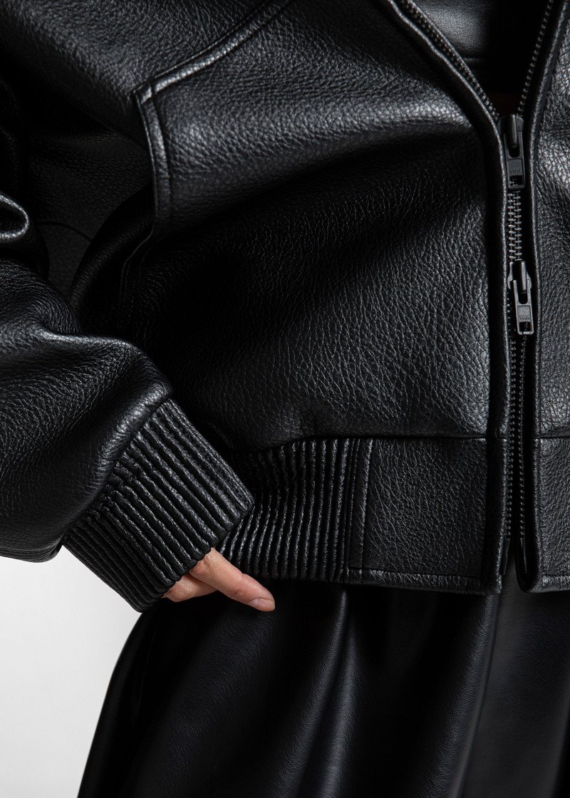 Kodai Faux Leather Bomber Jacket - Black 10