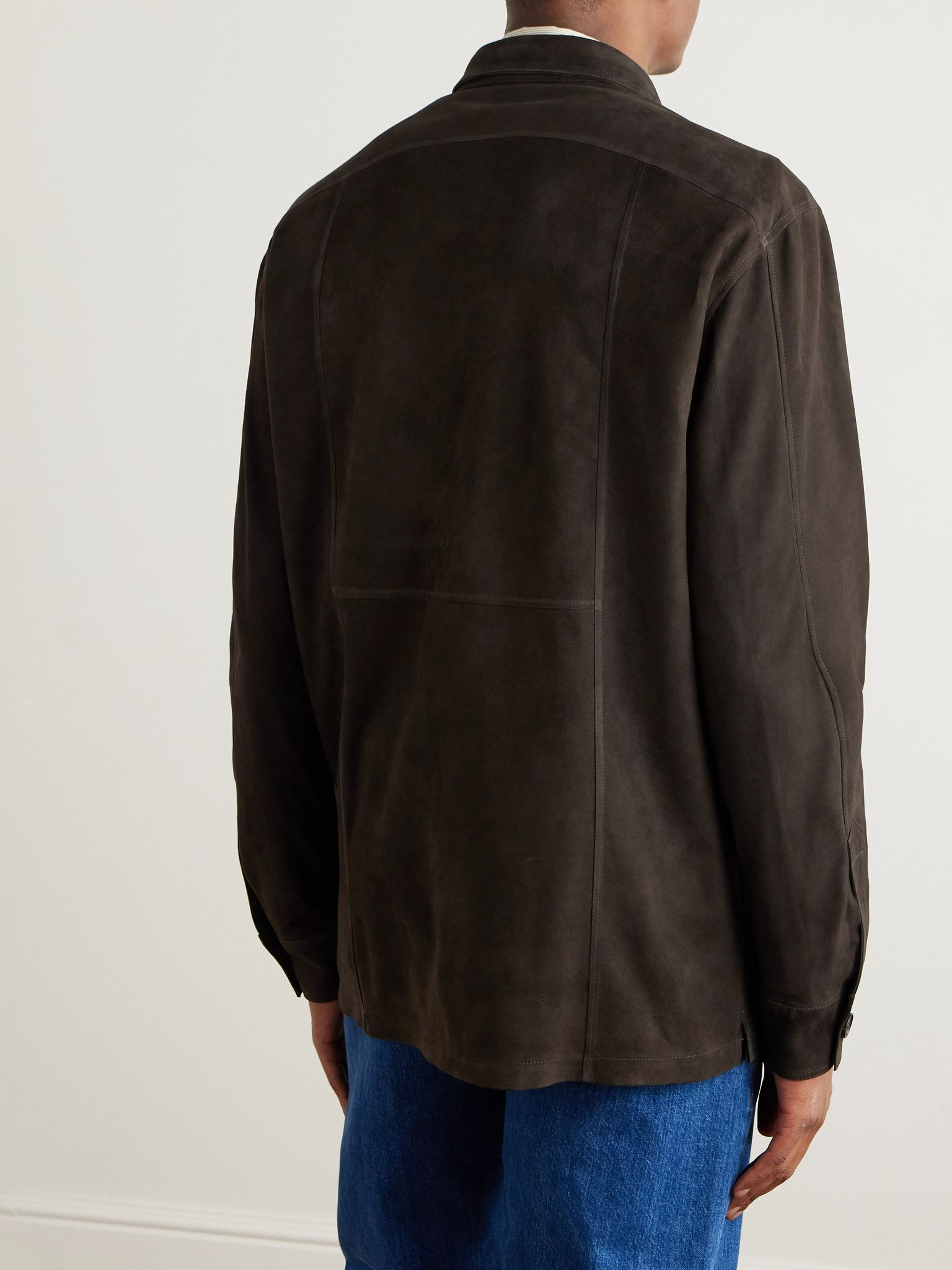 Suede Overshirt Dark brown - 4