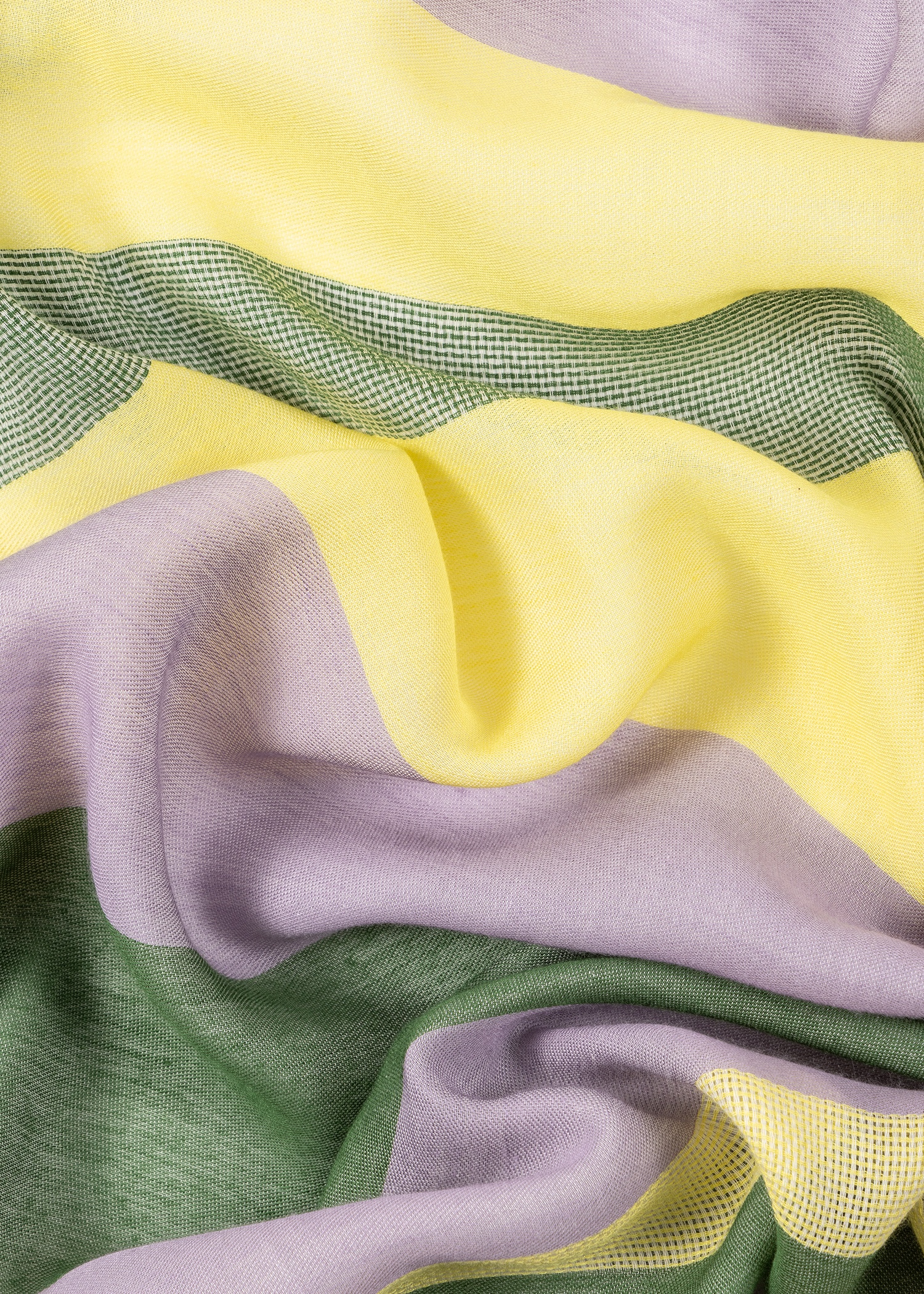 Green and Purple Cotton-Blend Scarf - 4