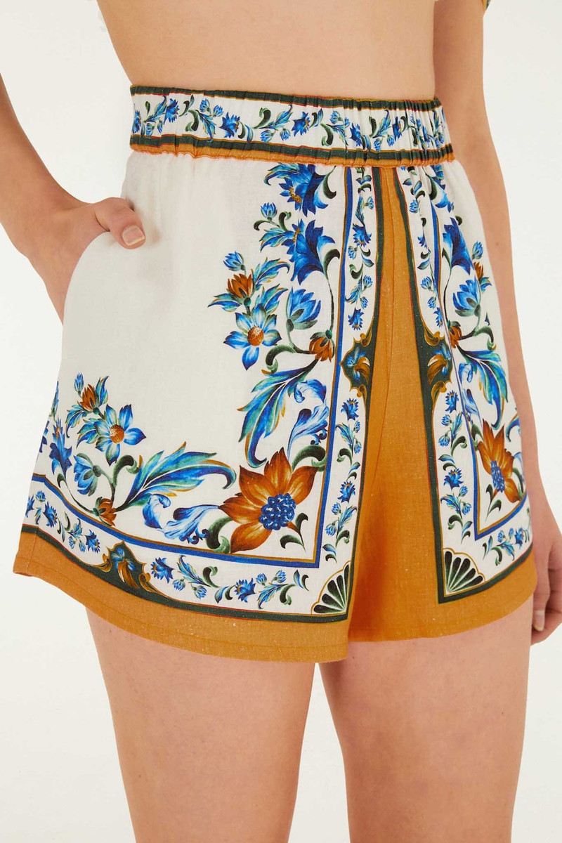 FARM RIO Off-White Flora Tile Shorts outlook