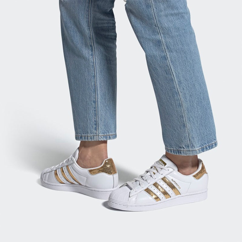 (WMNS) adidas Superstar 'White Gold Sequins' G55658 - 7