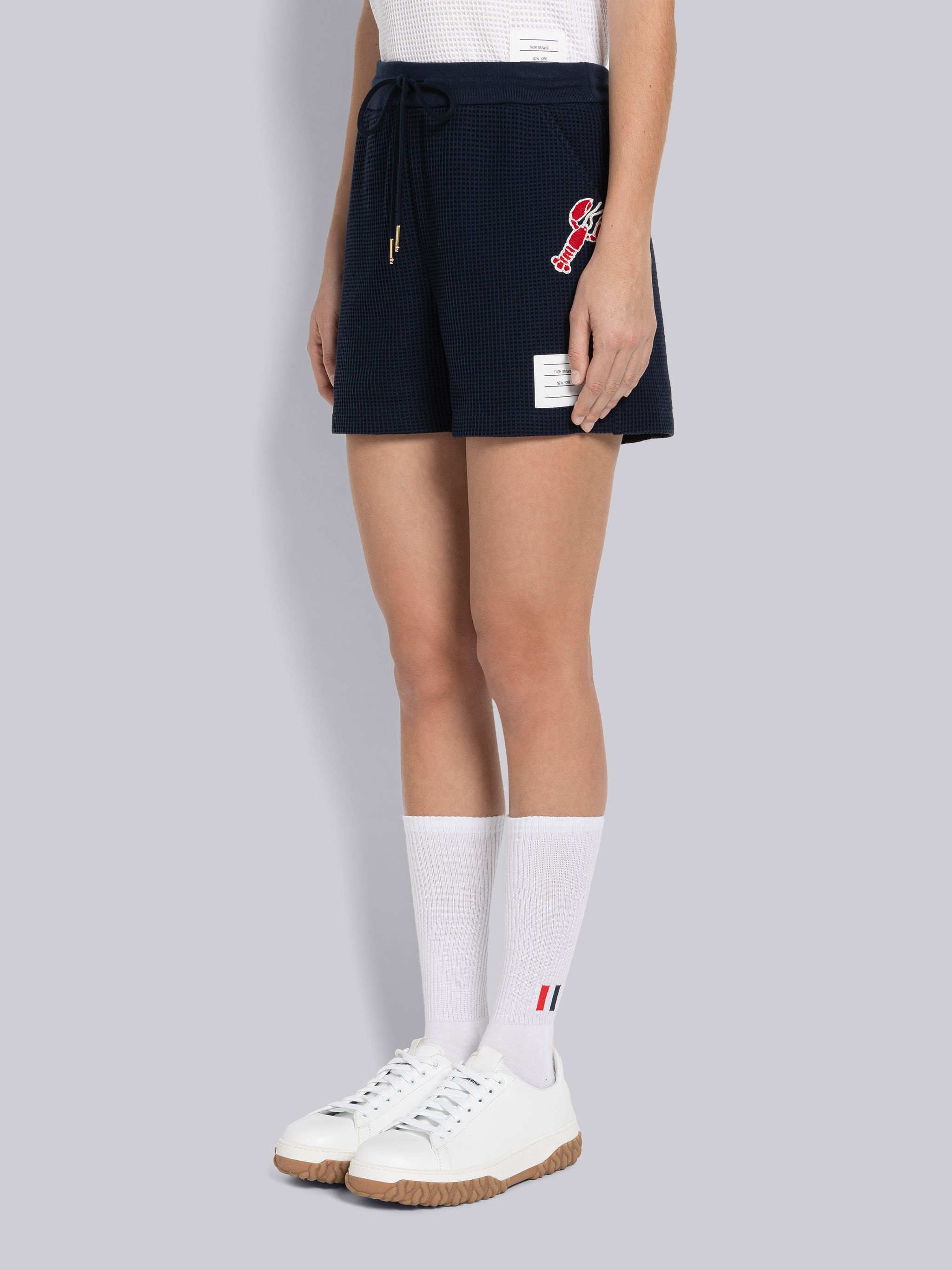Sequin Lobster Mid-Thigh Shorts In Textured Check - 2
