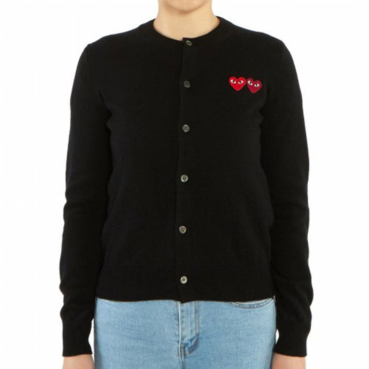 (WMNS) COMME des GARCONS PLAY Cardigan With Double Emblems 'Black' AZ-N057-051-1 - 2