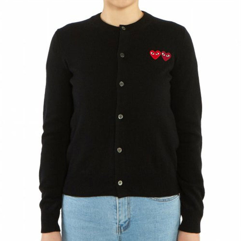 Comme des Garçons PLAY (WMNS) COMME des GARCONS PLAY Cardigan With Double Emblems 'Black' AZ-N057-051-1 outlook