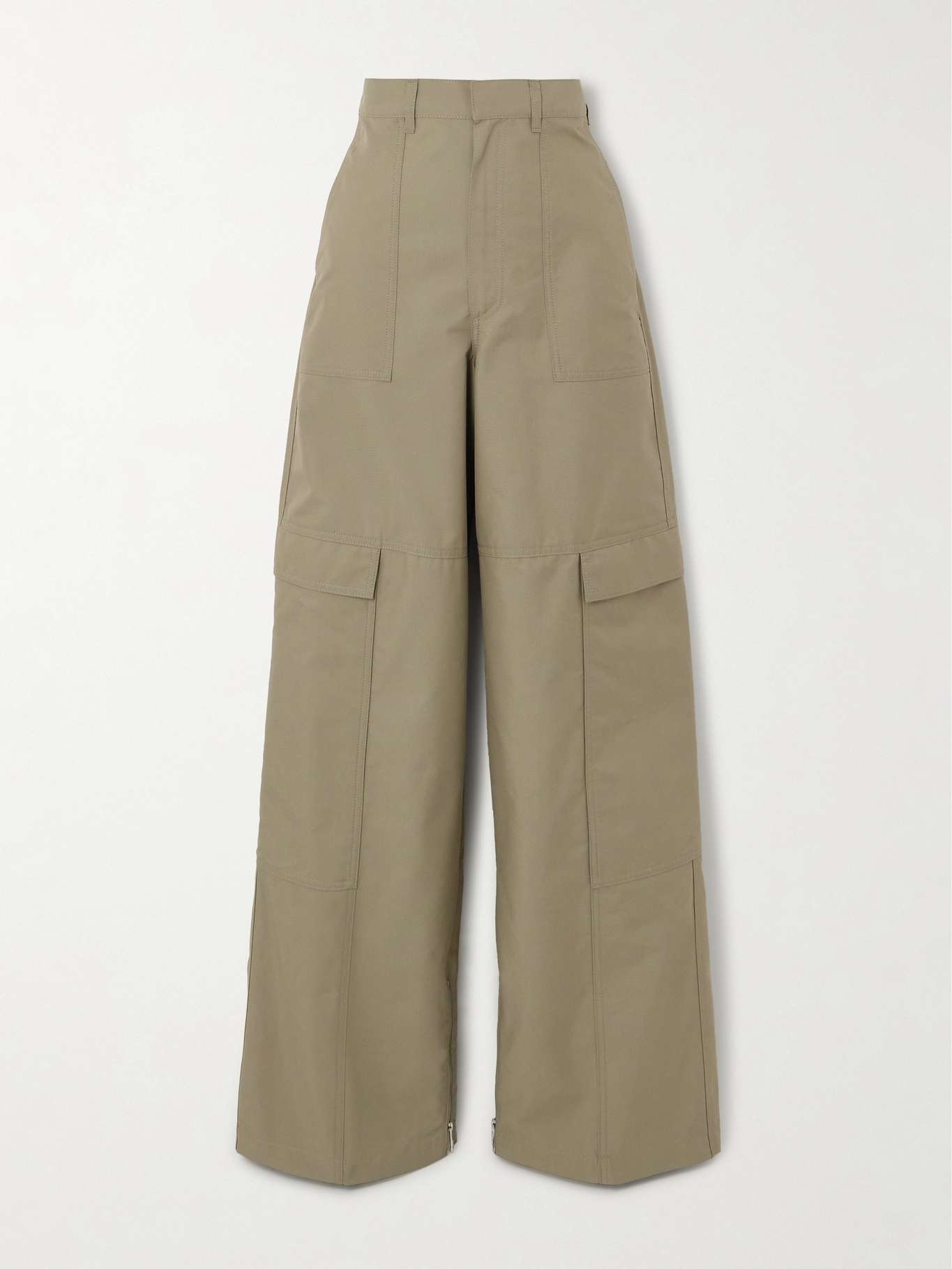 Cotton-blend twill straight-leg cargo pants - 1